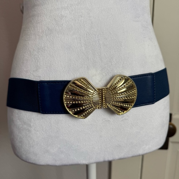 Charming Charlie Accessories - Blue and Gold Belt with Decorative Buckle